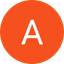 White capital letter A centered on a solid orange circle with a black background.