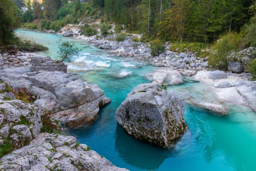 Soca river gorge in Slovenian alps.