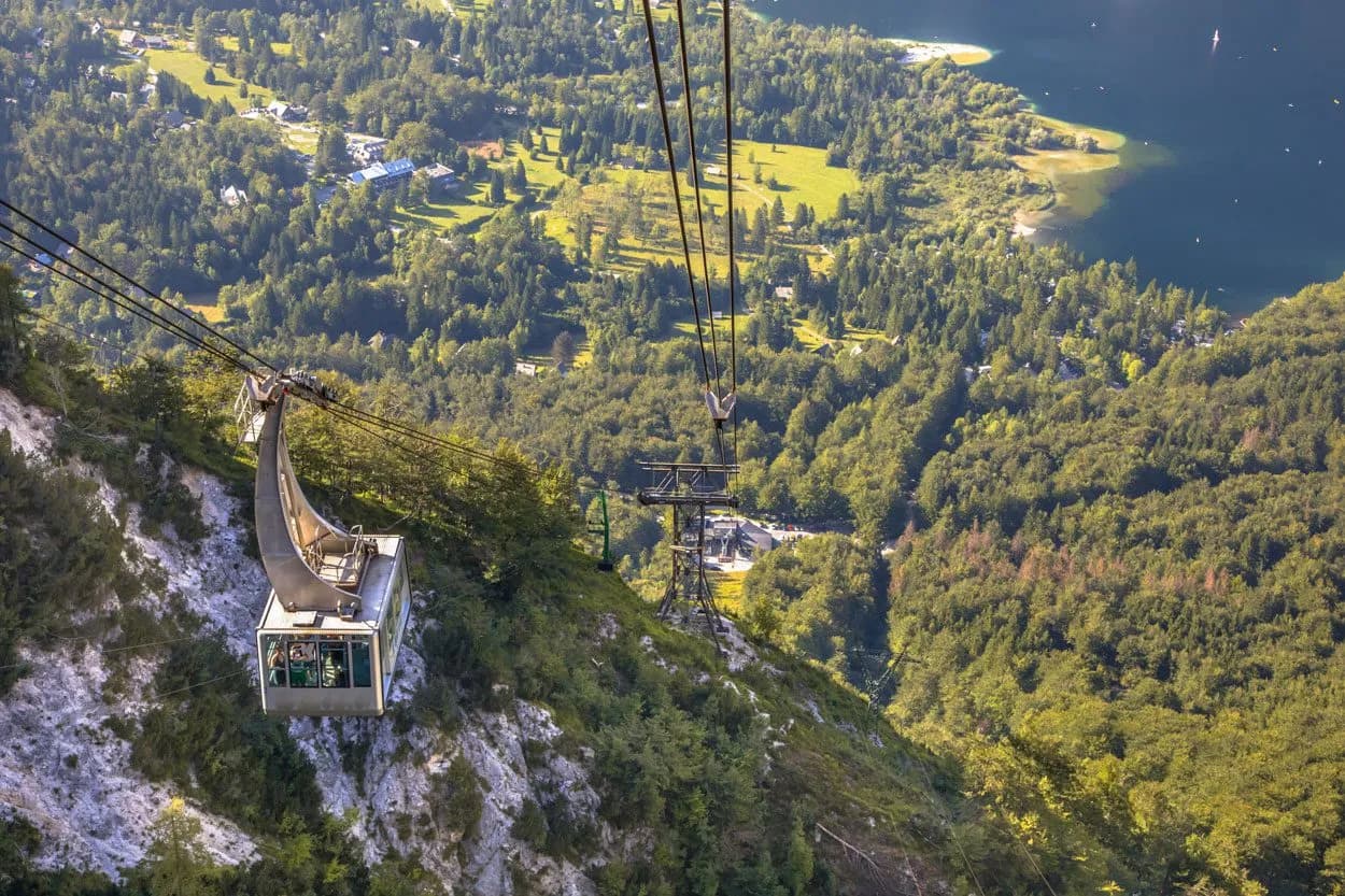 a cable car to vogel above bohinj lake