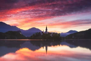 Eiland op het meer van Bled